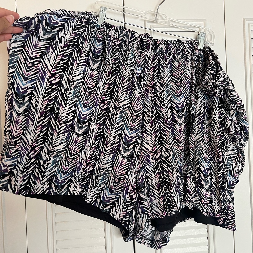 Torrid Black and White Athletic Shorts with Geometric Print